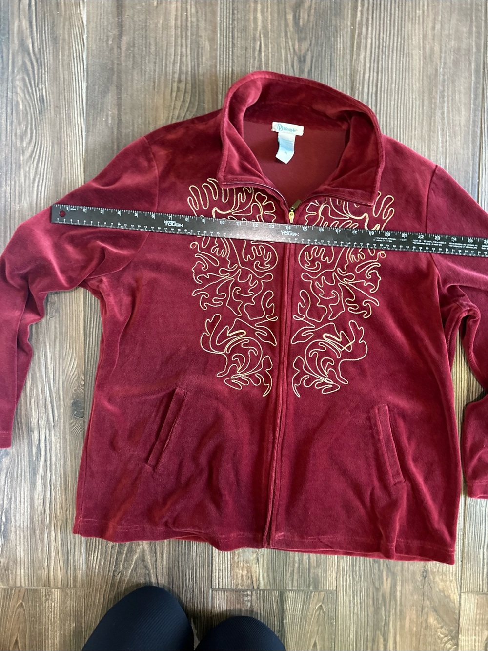 D'lifestyle Velour Zip Hoodie and Pants Set in Deep Wine - Picture 4 of 17